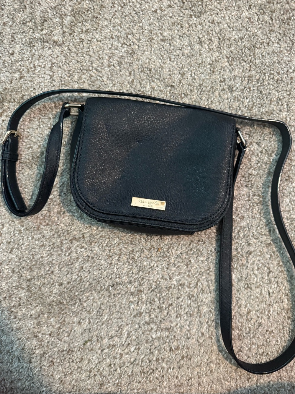 kate spade Black Saffiano Crossbody Saddle Bag
